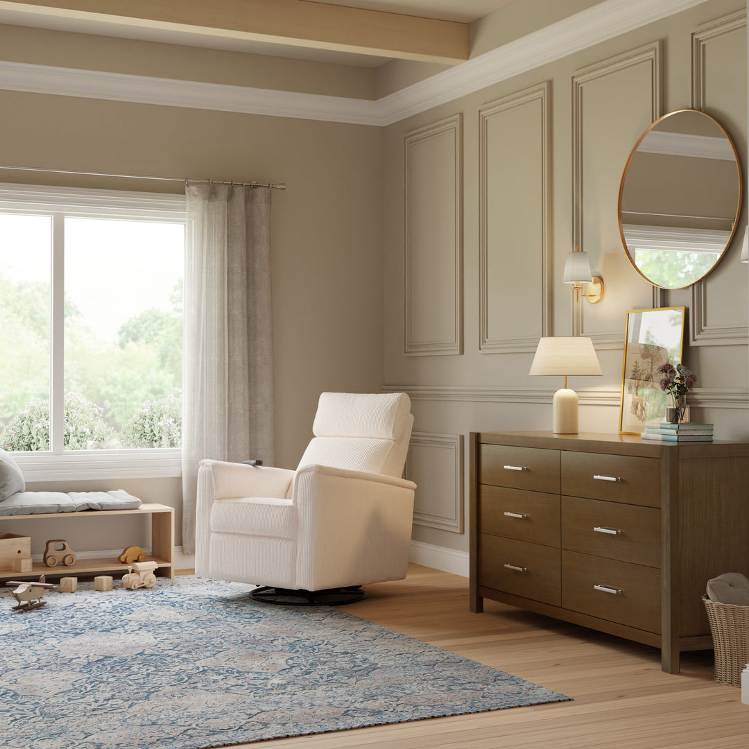 Namesake Willa Deluxe Power Recliner and Swivel Glider with Heat + Massage | Ivory Corduroy | EXCLUSIVE!