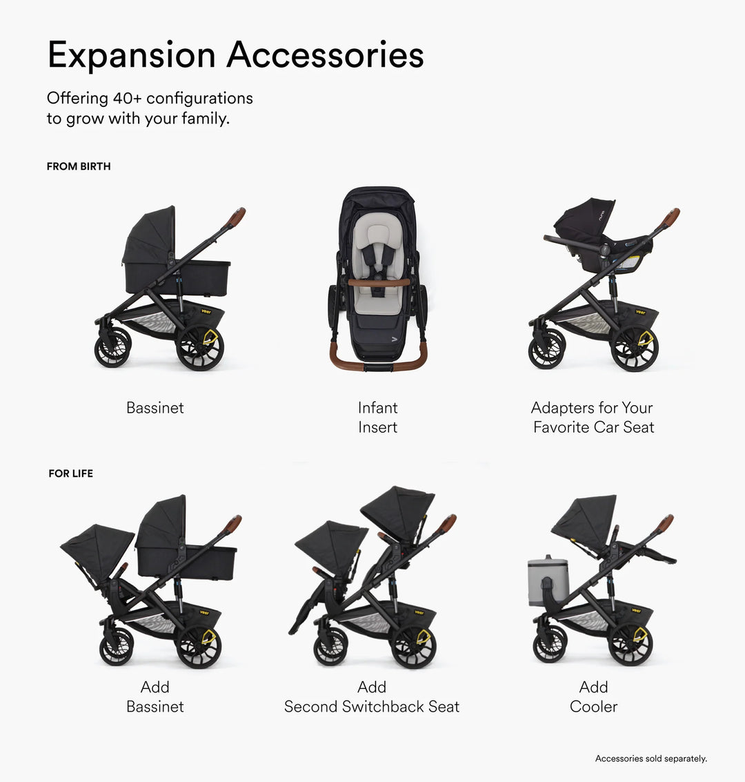 Veer Switch&Roll Luxe - Single to Double Stroller Bundle with Leather Kit