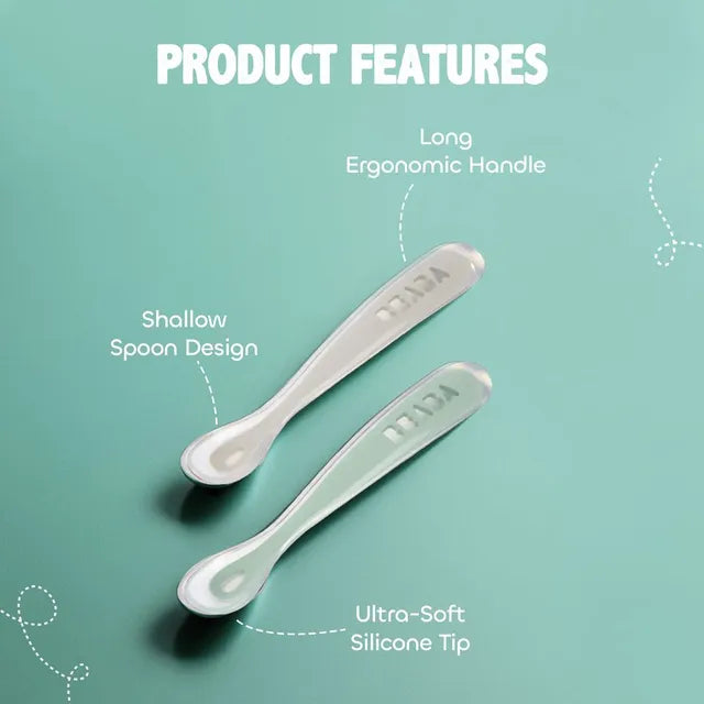 Beaba Silicone Spoons - 4 pk Sage