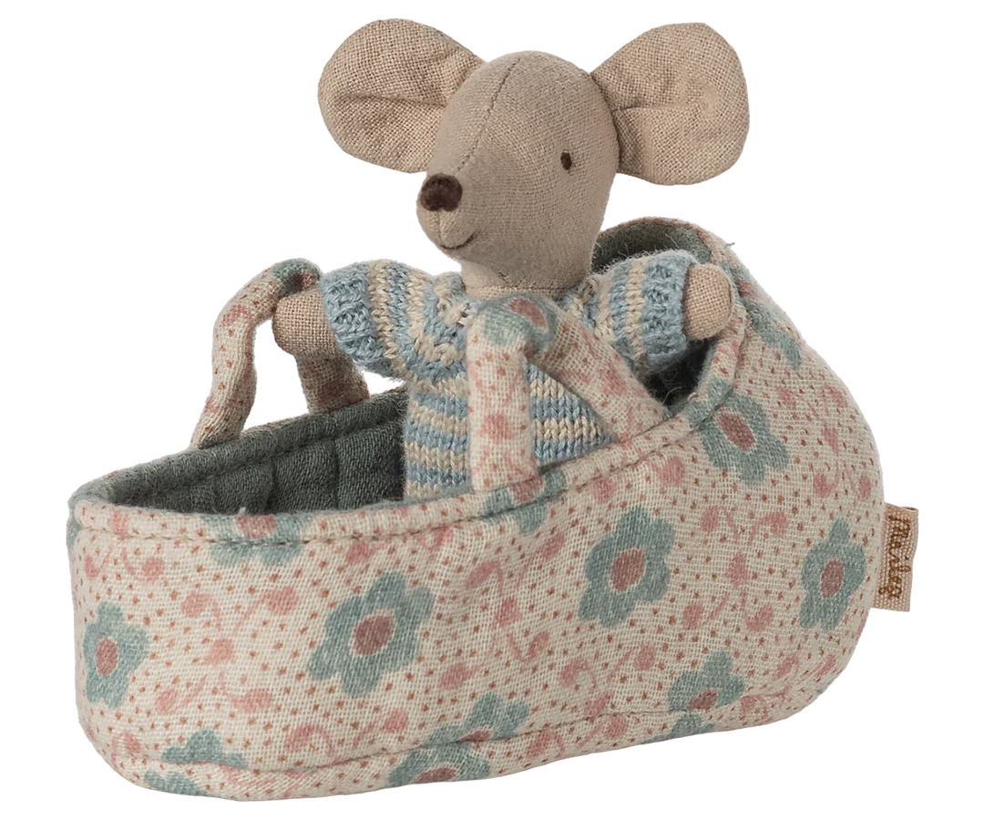Maileg Baby Mouse in Carry Cot