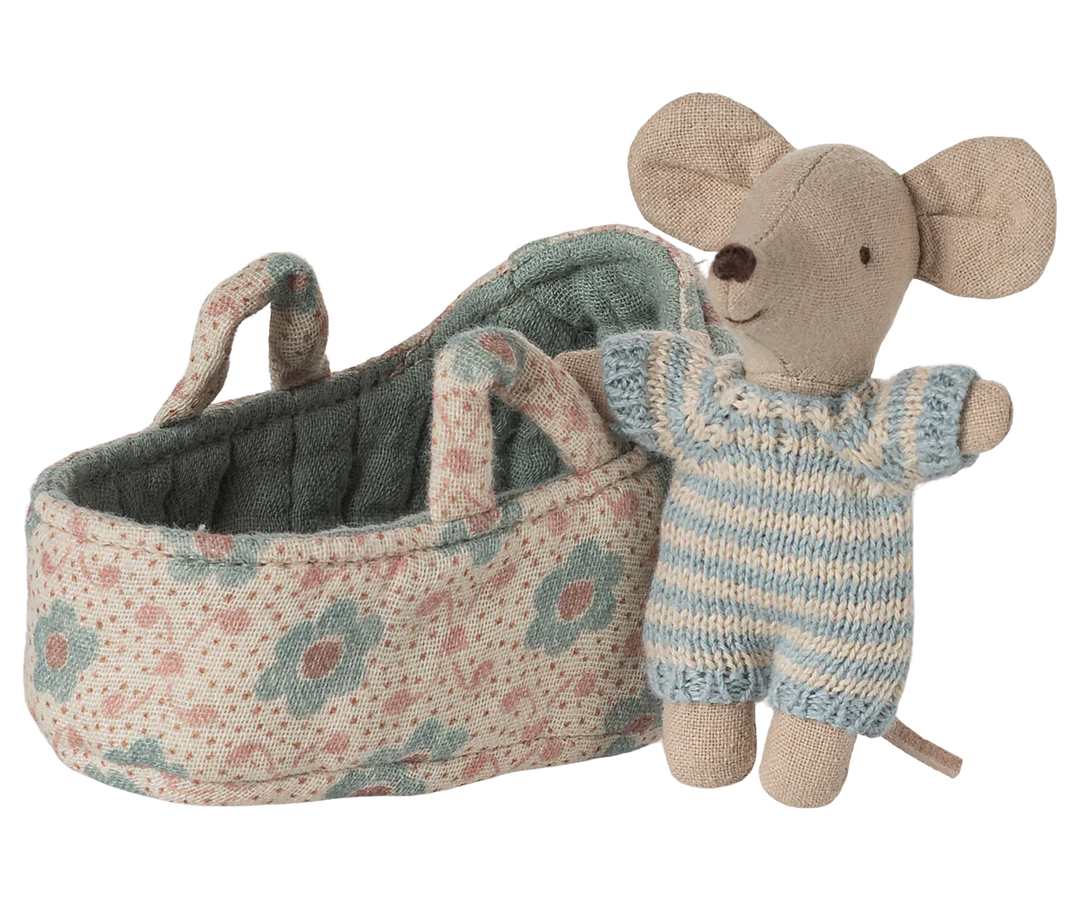 Maileg Baby Mouse in Carry Cot