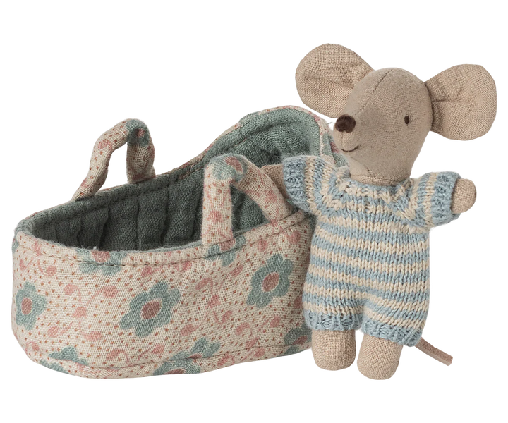 Maileg Baby Mouse in Carry Cot