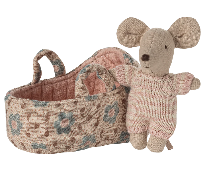 Maileg Baby Mouse in Carry Cot