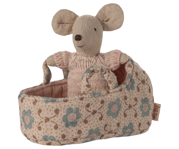 Maileg Baby Mouse in Carry Cot