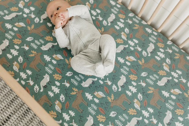 Copper Pearl Premium Knit Fitted Crib Sheet in Atwood