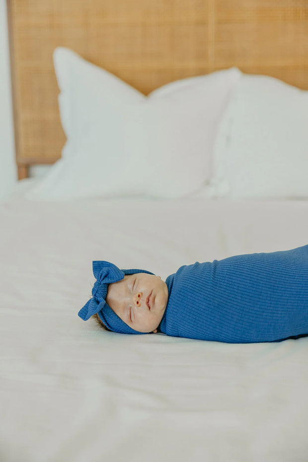 Knit Swaddle Blanket - Indigo