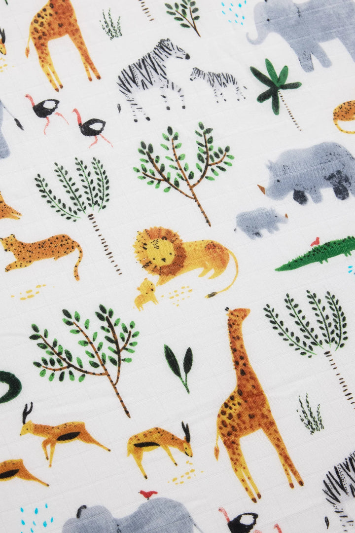 Loulou Lollipop Muslin Fitted Crib Sheet - Safari Jungle