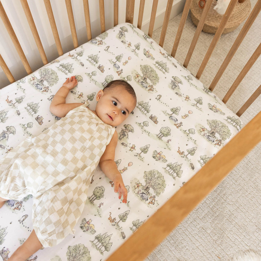 Premium Knit Crib Sheet Pooh - Hundred Acre Woods