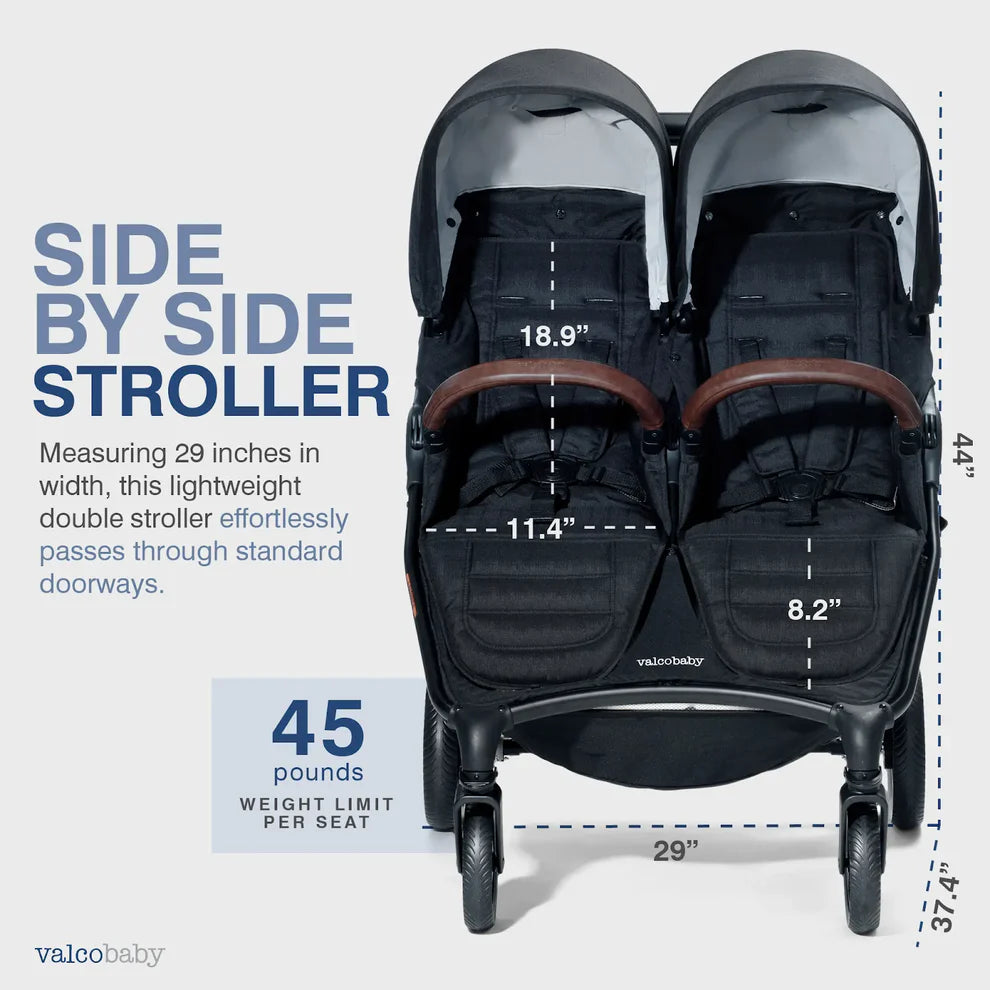 lightweight double stroller side by side Valco Baby Snap Trend Duo Sport Infinity Tires – Baby Grand