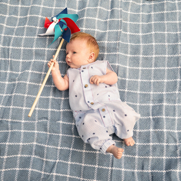 Magnetic Me Seersucker Stars n' Stripes Sleeveless Romper