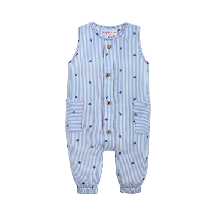 Magnetic Me Seersucker Stars n' Stripes Sleeveless Romper