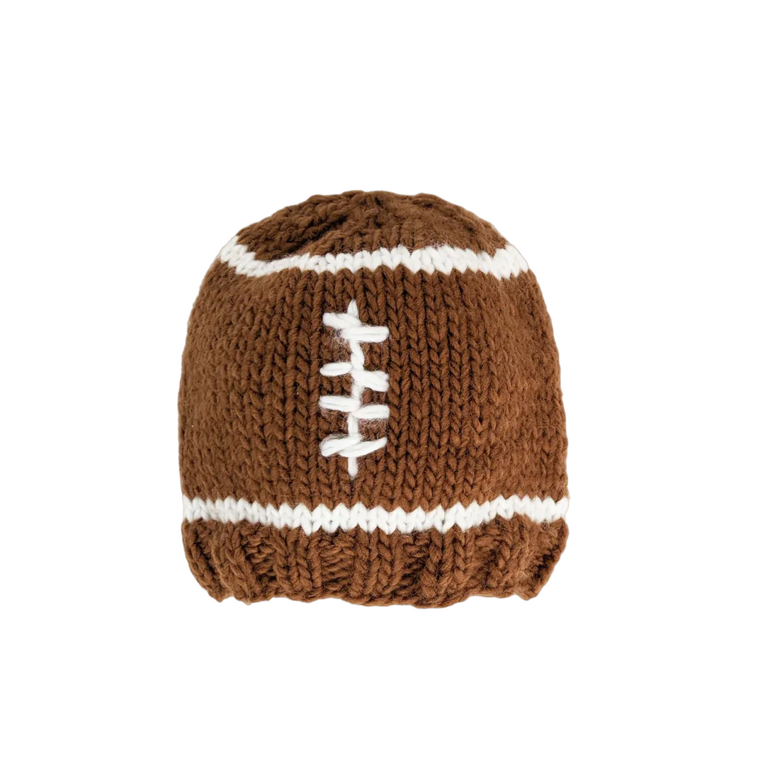 Infant Brown Football Head Knit Hat with Pom