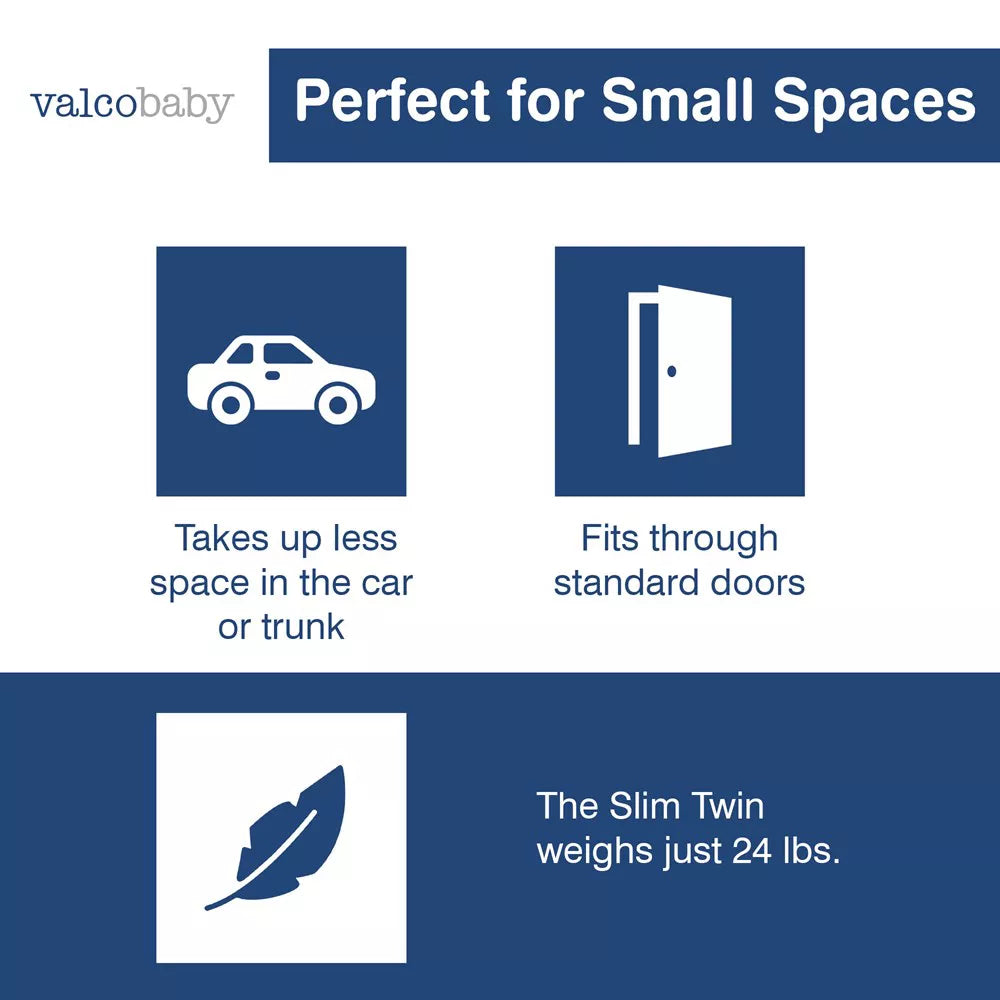 Valcobaby Slim Lightweight Twin Stroller - Licorice