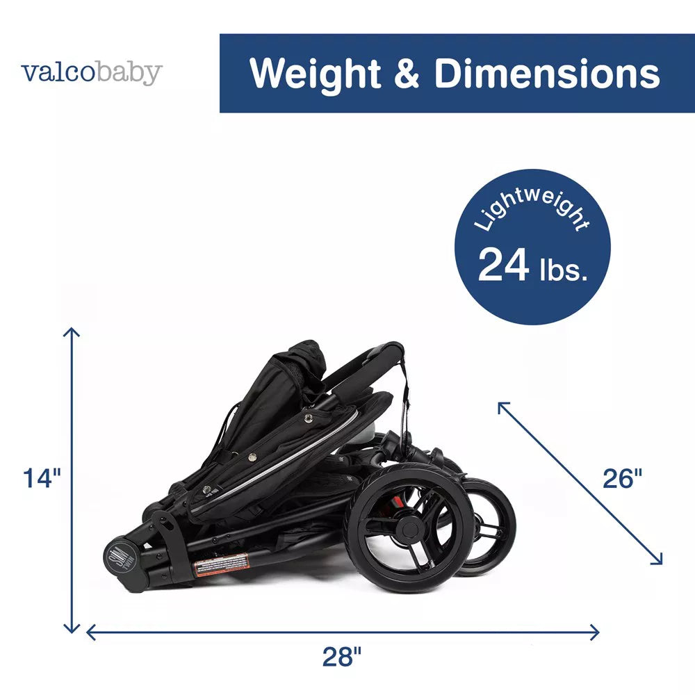 Valcobaby Slim Lightweight Twin Stroller - Licorice