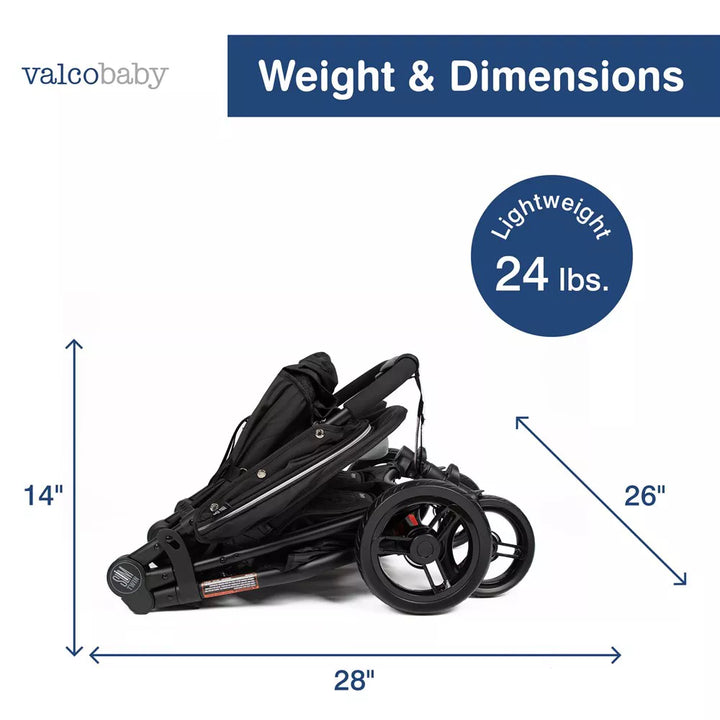 Valcobaby Slim Lightweight Twin Stroller - Licorice