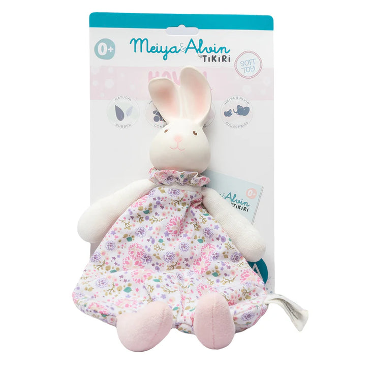 Tikiri Toys Havah the Bunny Lovey with Organic Natural Rubber Head