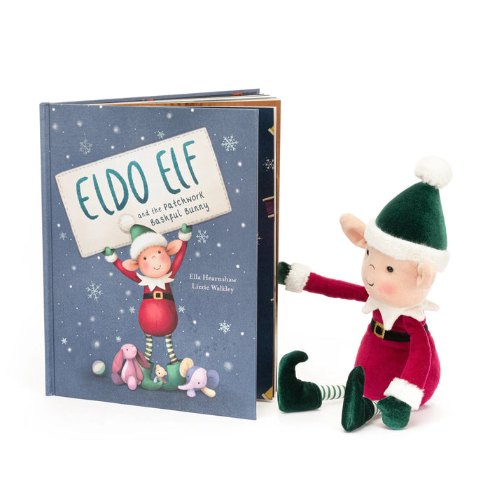 Jellycat Eldo Elf and the Patchwork Bashful Bunny Book with Plush Eldo Elf