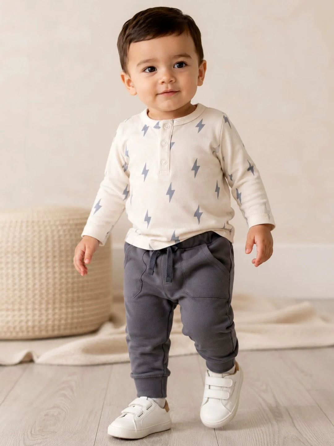 Angel Dear Long SLeeve Henley+Jogger - Lightning BOlt
