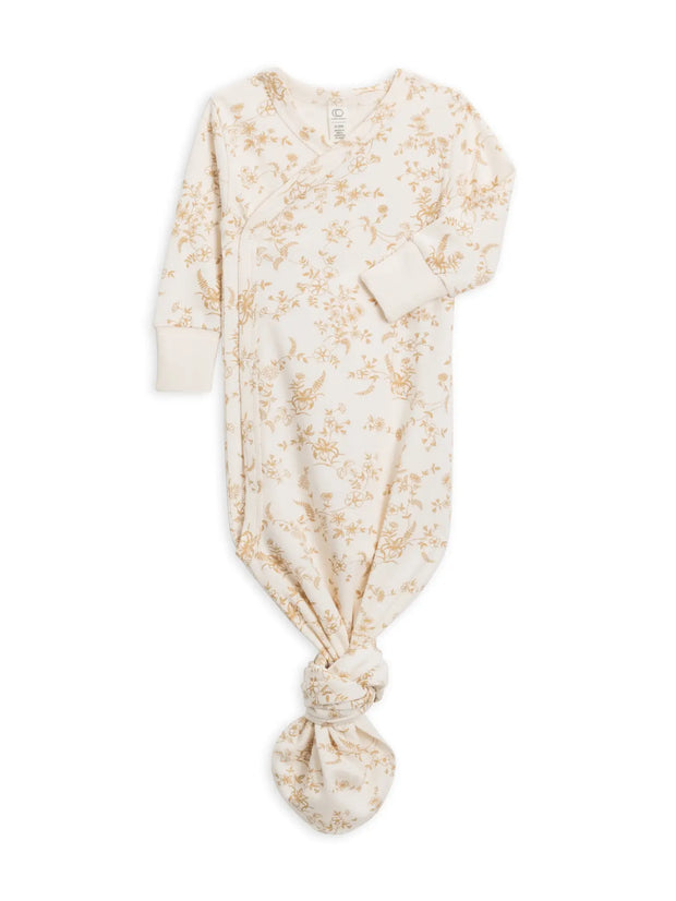 Colored Organics Indy Kimono Gown - Julia Floral / Latte