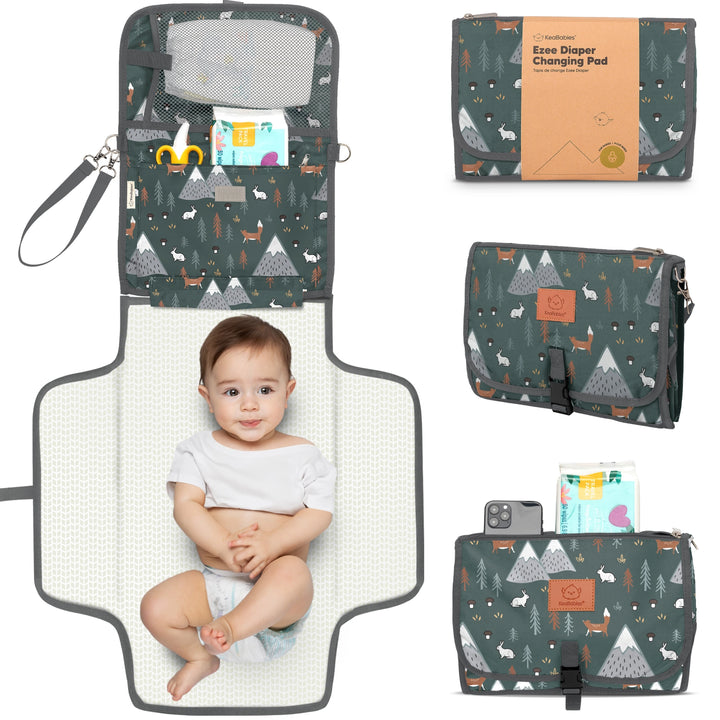KeaBabies Ezee Portable Diaper Changing Pad - Woods