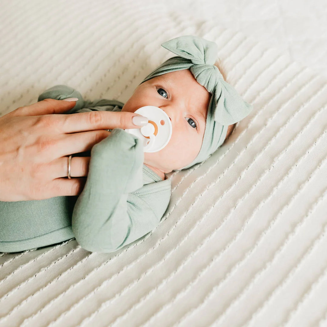 Copper Pearl Knit Headband Bow