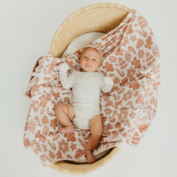 Knit Swaddle Blanket- Gingerbread