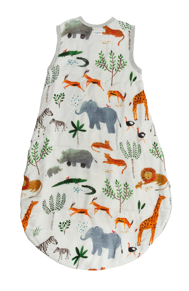 Loulou Lollipop Lightweight Muslin Sleep Bag - Safari (0-6M)