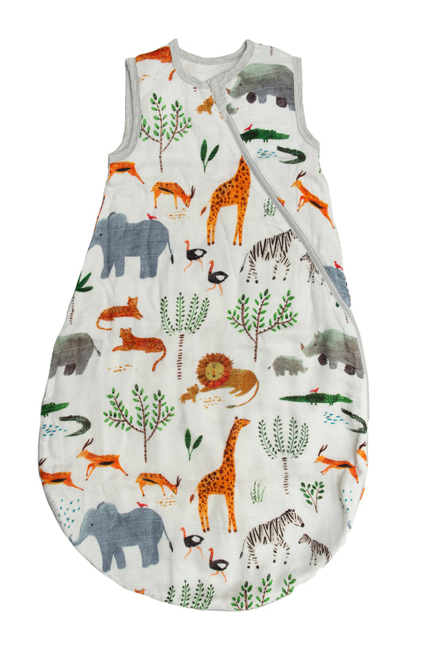 Loulou Lollipop Lightweight Muslin Sleep Bag - Safari (0-6M)