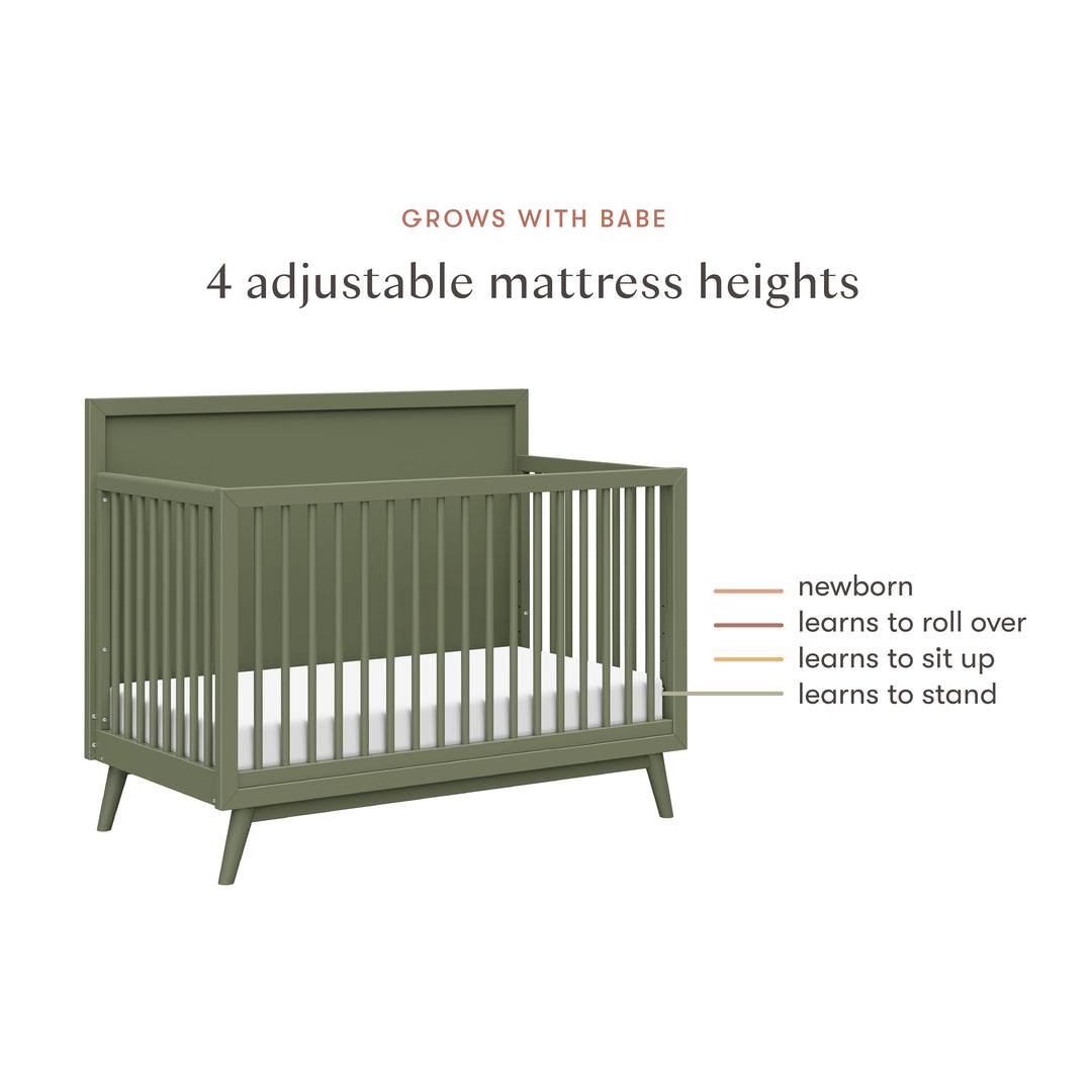 Babyletto Palma 4-in-1 Convertible Crib with Toddler Bed Conversion Kit - Olive