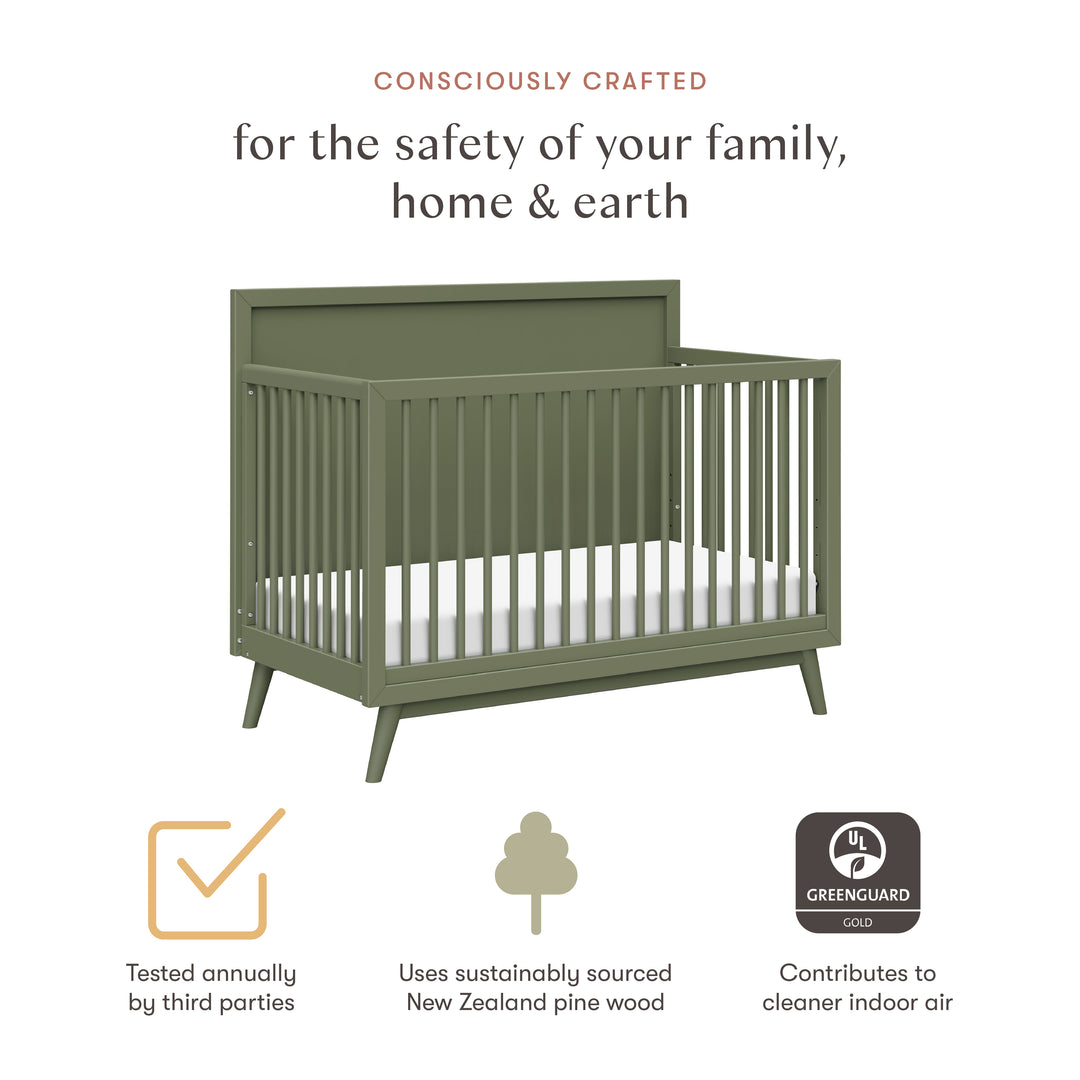 Babyletto Palma 4-in-1 Convertible Crib with Toddler Bed Conversion Kit - Olive
