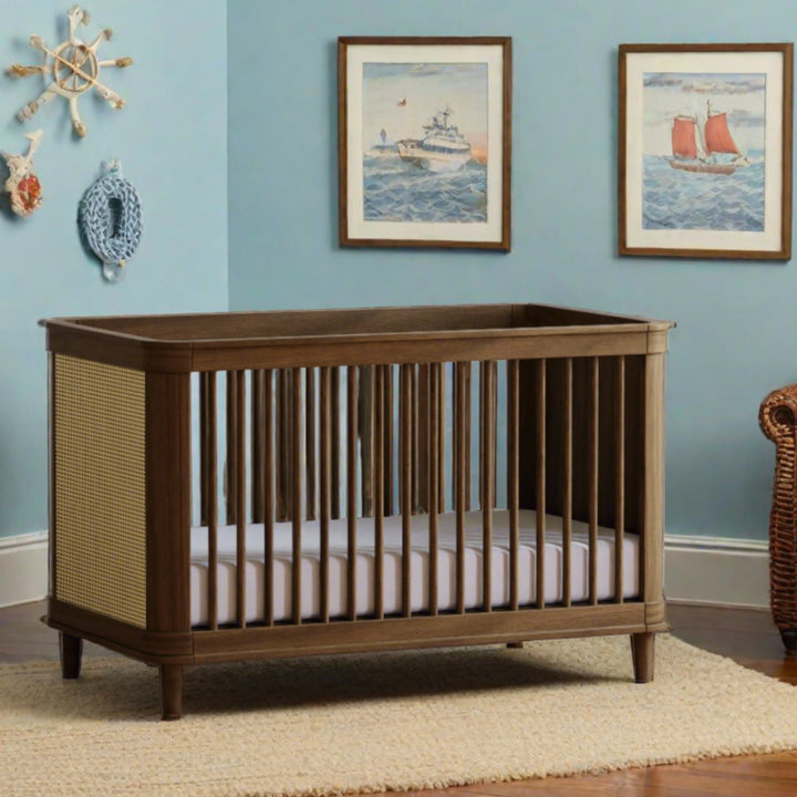 Namesake Marin Convertible Crib in Natural Walnut w/ Blonde Cane