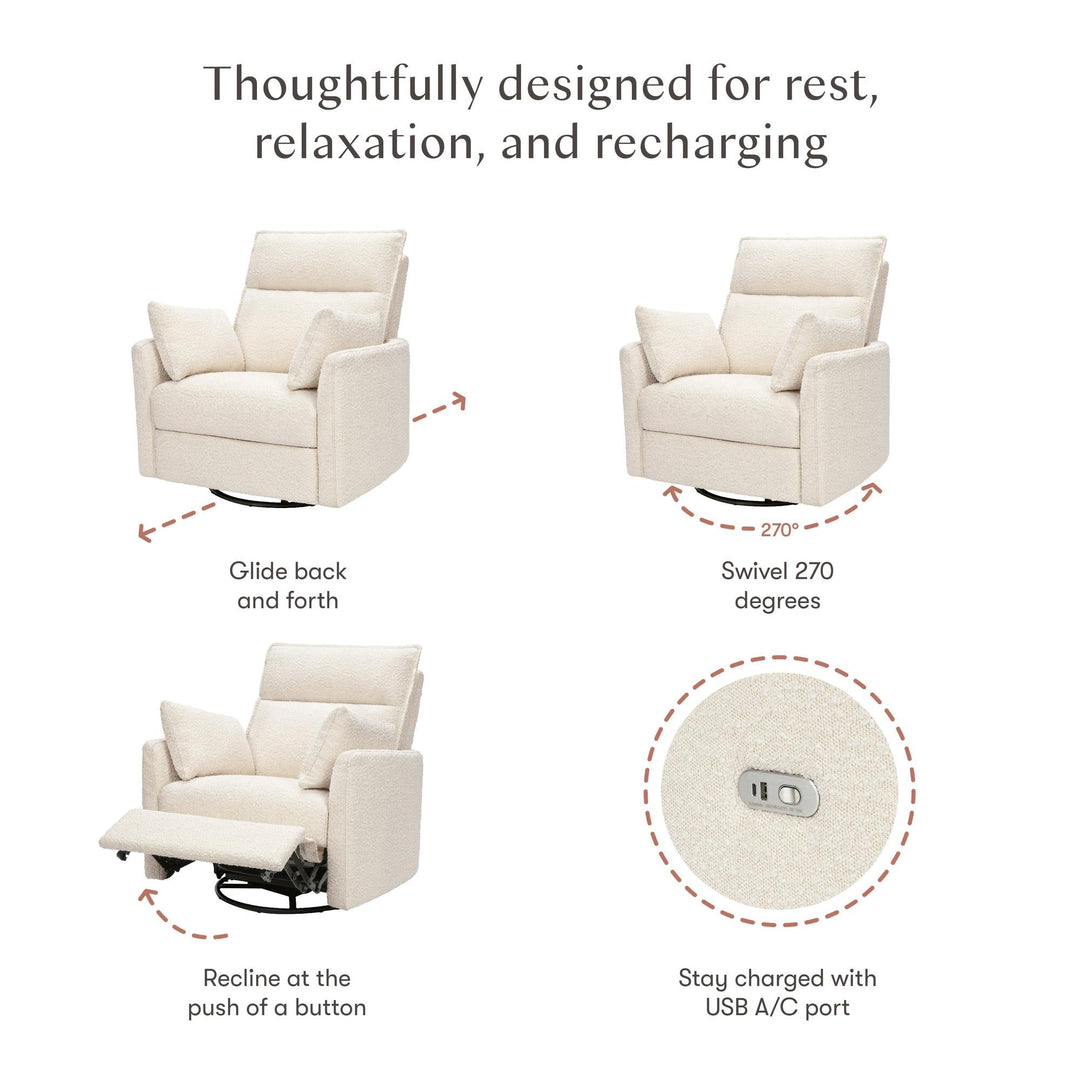 Babyletto Nori Extra Wide Electronic Recliner & Swivel Glider with USB port