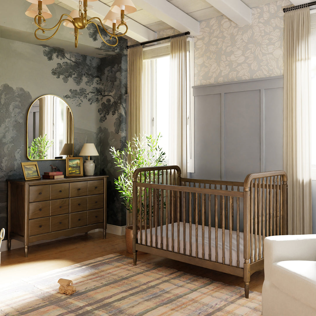 Namesake Liberty Crib and 6 Drawer Apothecary Dresser Set - Natural Walnut Namesake Liberty Crib and 6 Drawer Apothecary Dresser Set - Natural Walnut