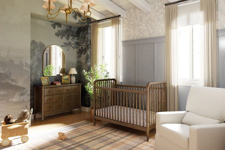 Namesake Liberty Crib and 6 Drawer Apothecary Dresser Set -  Natural Walnut