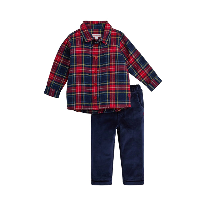 Magnetic Me Plaid Henley Shirt + Pant Set