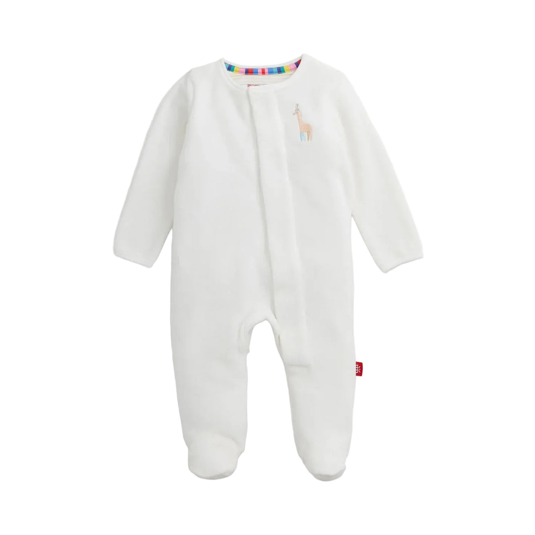 Magnetic Me Velour Footie Embroidered Giraffe