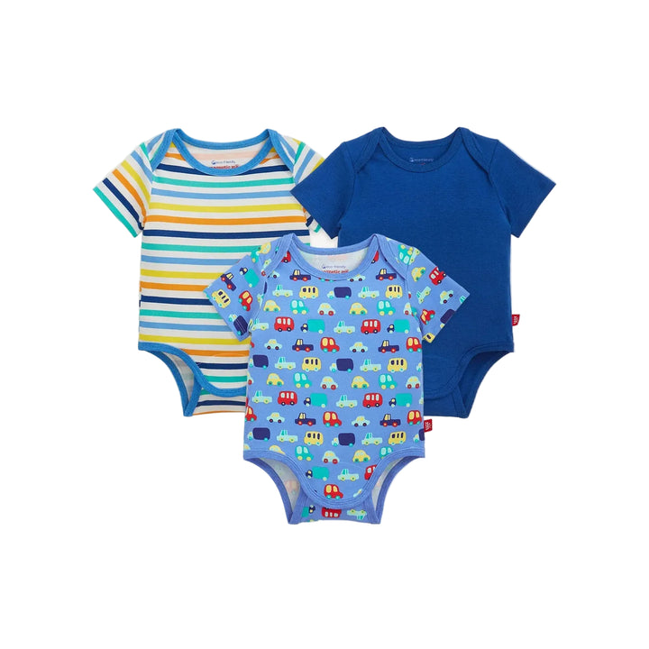 Magnetic Me 3-Pack Bodysuit - Blue Car Combo