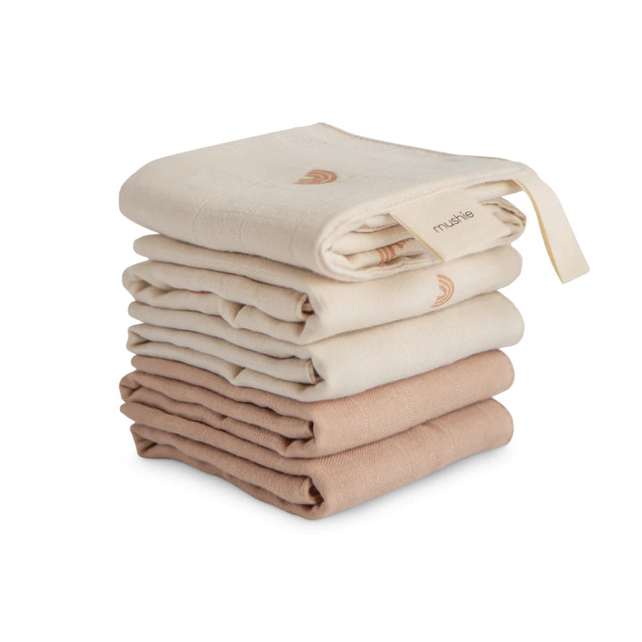 Mushie Muslin Cotton Washcloth 5-Pack