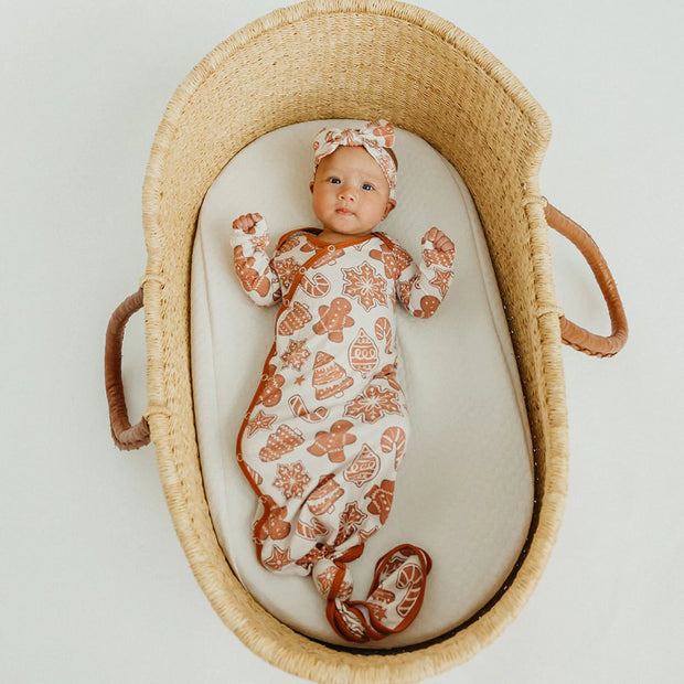 Newborn Knotted Gown- Gingerbread