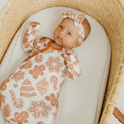 Newborn Knotted Gown- Gingerbread