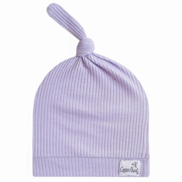 Rib Knit Top Knot Hat - Periwinkle