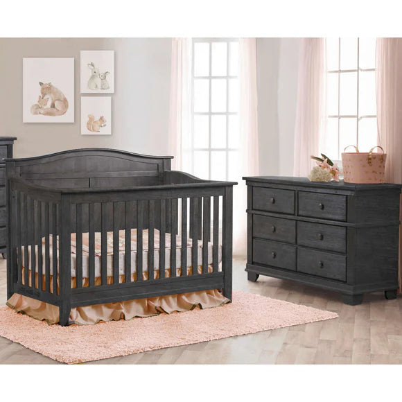 Pali Potenza 3 piece Crib and Dresser Set w/Nightstand - Distressed Granite