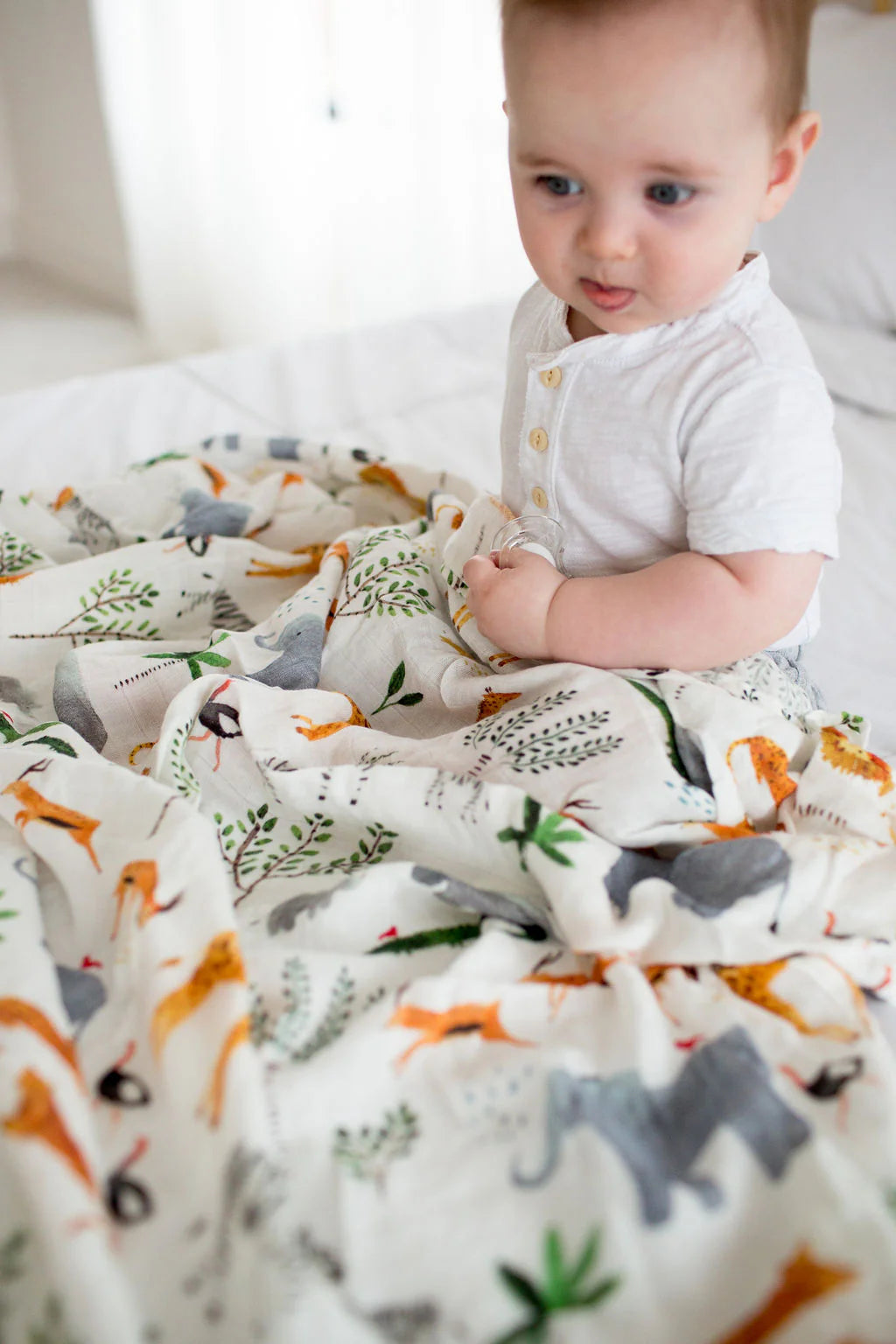 Loulou Lollipop Muslin Swaddle - Safari Jungle
