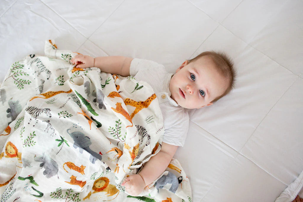 Loulou Lollipop Muslin Swaddle - Safari Jungle
