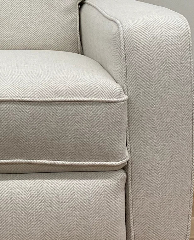 Best Chairs- Ellie Swivel Glider Recliner- Simply White Herringbone