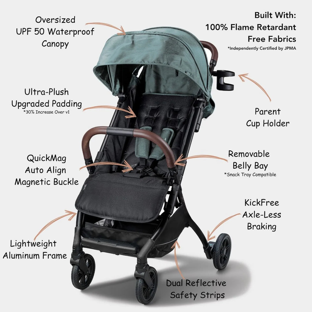 strolee travel stroller Strolee LINQ Travel V3 Compact Single Stroller Platinum Bundle