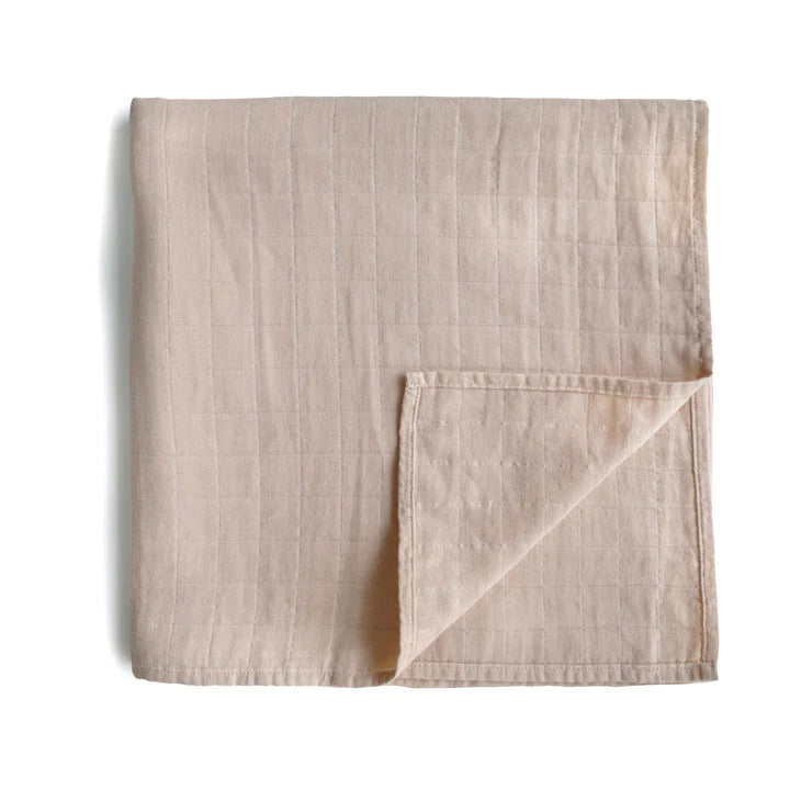 Mushie Muslin Organic Cotton Swaddle Blanket - Blush