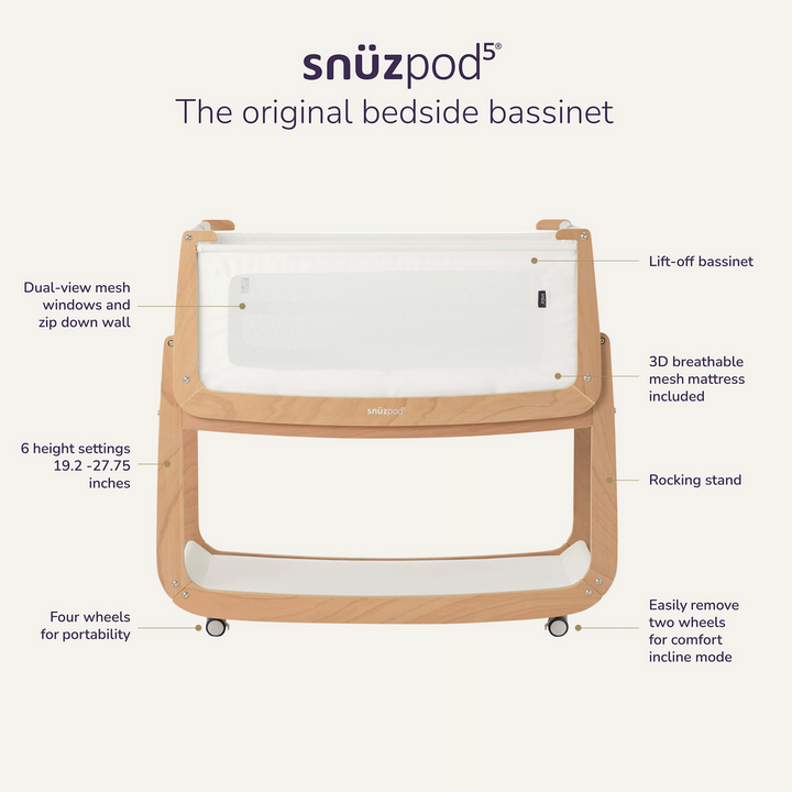 Snuz SnüzPod5 Bedside Crib w/ wheels