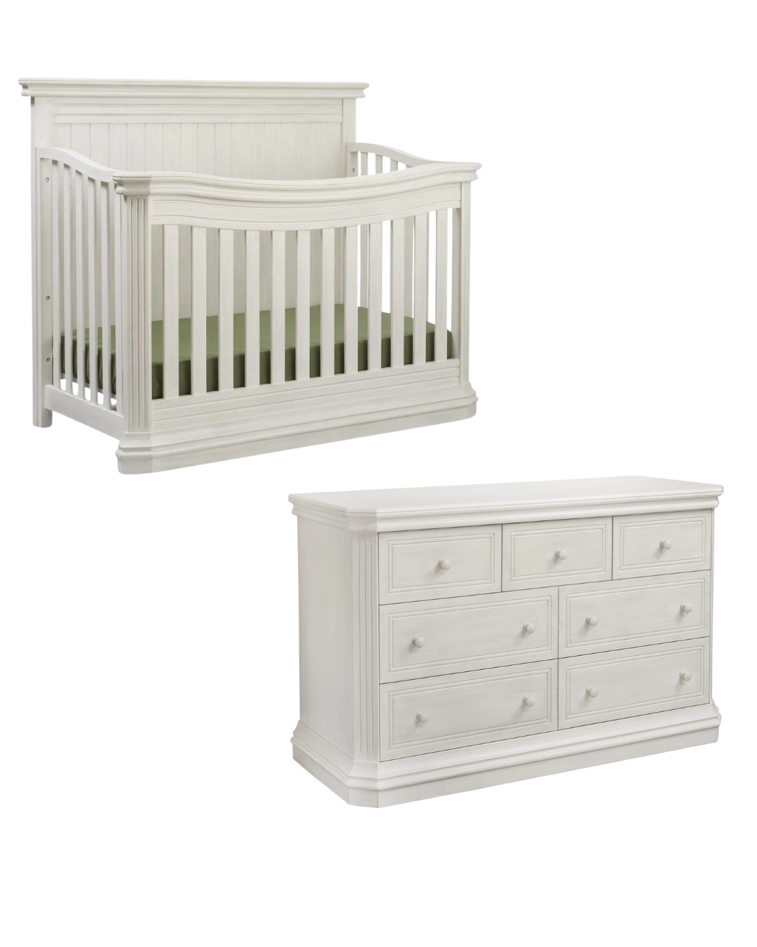 Sorelle Vista Flat Top Convertible Crib and Dresser Set - In Stock