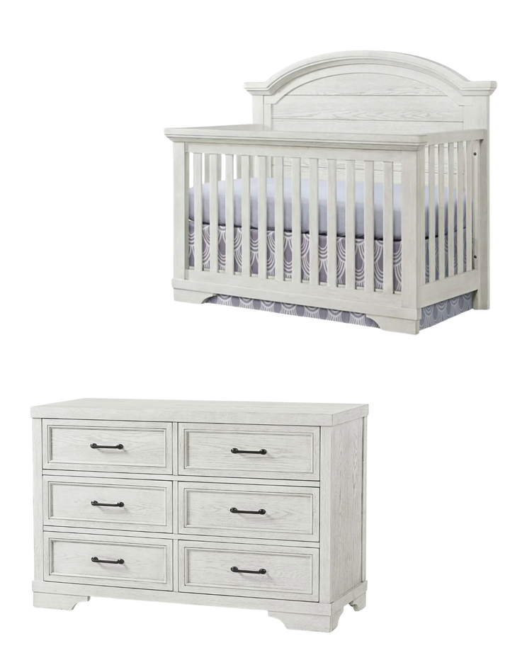Westwood Design Foundry Curve Top Crib 2 Piece Set - White Dove - IN STOCK